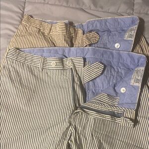 Polo by Ralph Lauren Striped Flat Front Shorts - Tan and Blue